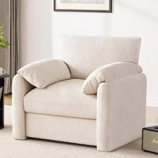 Chenille Oversized Armchair, 38.6 Wide Accent Chairs for Living Room & Bedroom Modern Lounge Chair, Upholstered Mid-Century Read