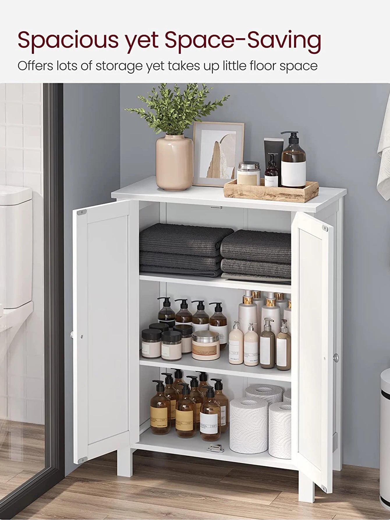 VASAGLE Bathroom Storage Cabinet With Adjustable Shelves