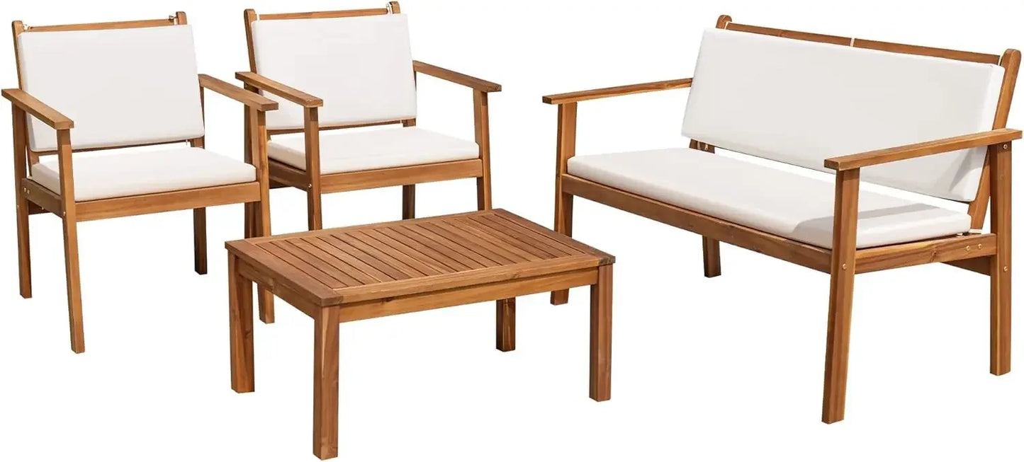 Hign Concerned 4 Piece Outdoor Acacia Patio Furniture Set