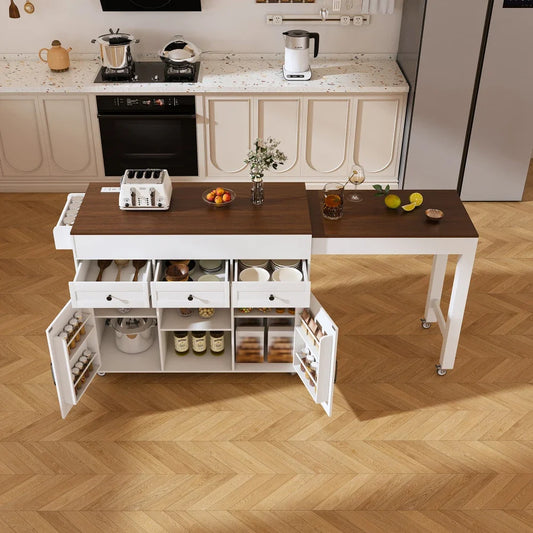 Kitchen Island With Extendable Dining Table And Power Outlet