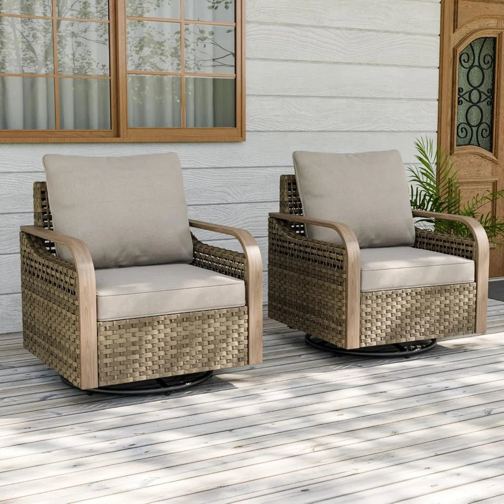 HUANZHUANG Modern Wicker Outdoor Glider Rocker Set for Patio
