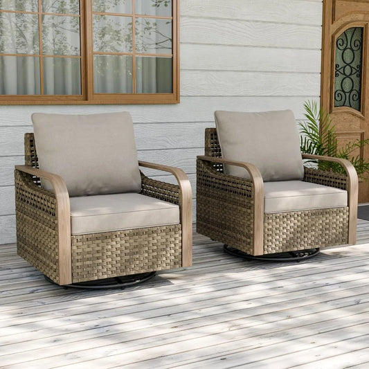 HUANZHUANG Modern Wicker Outdoor Glider Rocker Set for Patio