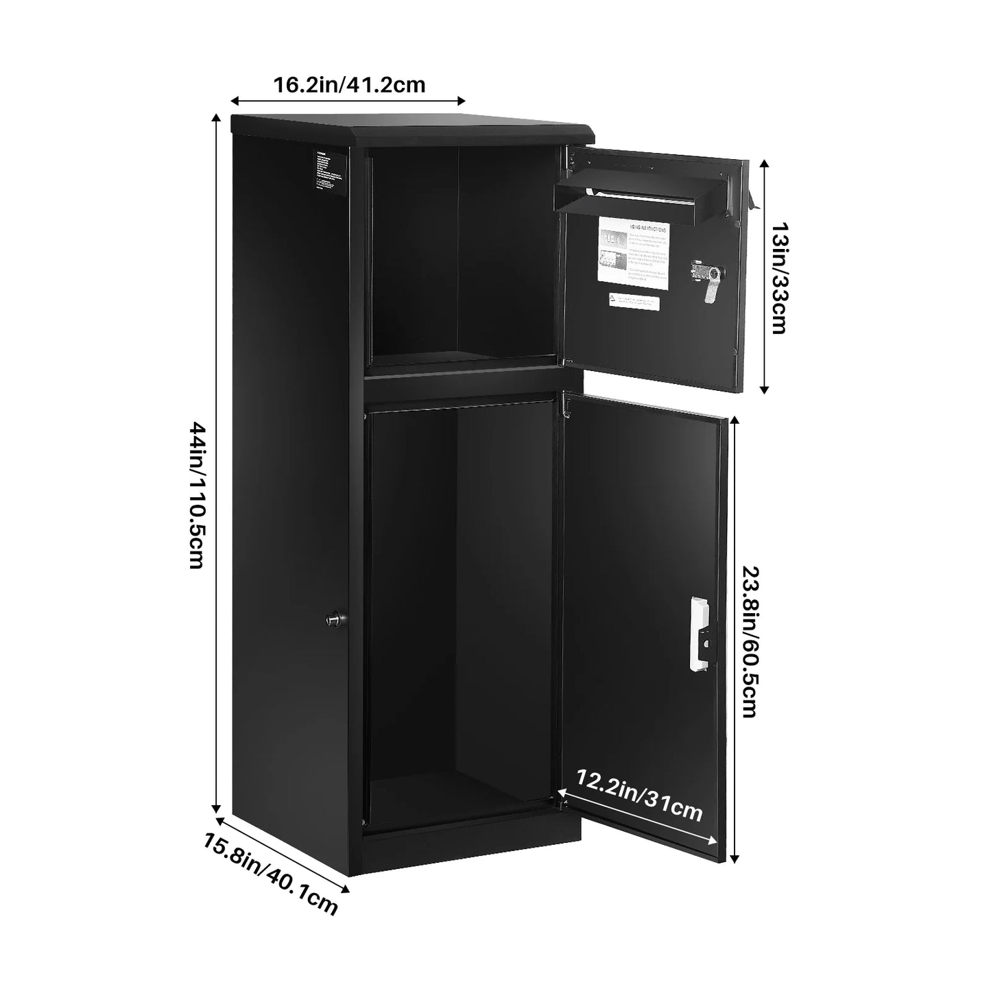 Roomark Package Delivery Box for Outside 15.75×16.15× 43.5inch Waterproof Anti-Theft Lockable Parcel Drop Box for Porch Curbside
