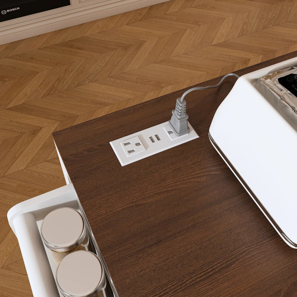 Kitchen Island With Extendable Dining Table And Power Outlet