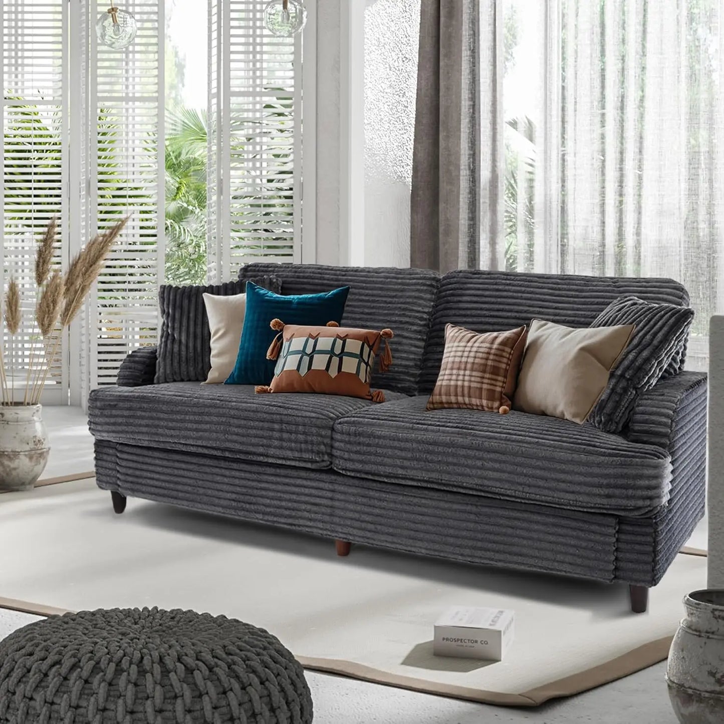 80" Comfy Mid-Century Corduroy Loveseat: Oversized Deep Seat for Living Room, Bedroom & Small Spaces