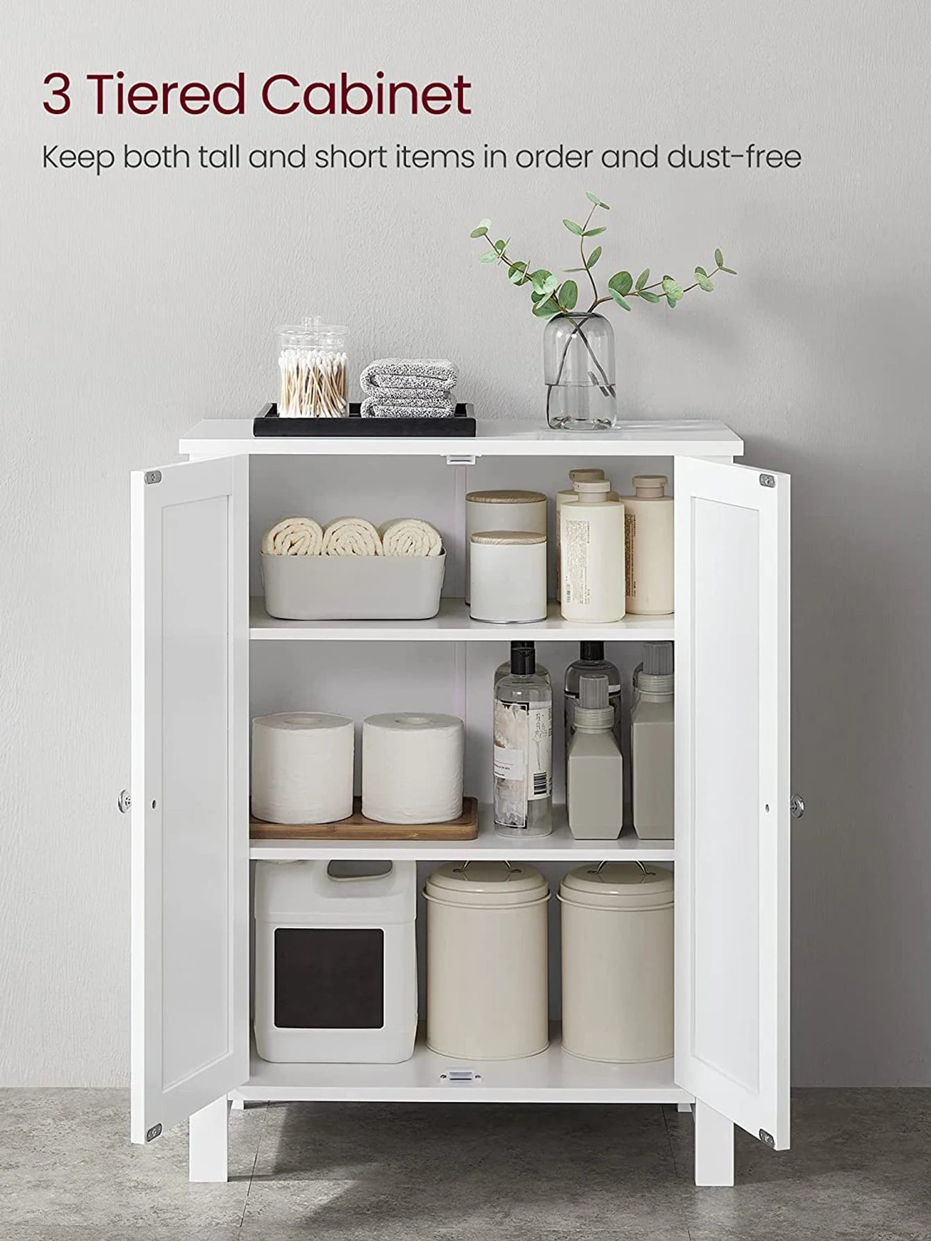 VASAGLE Bathroom Storage Cabinet With Adjustable Shelves