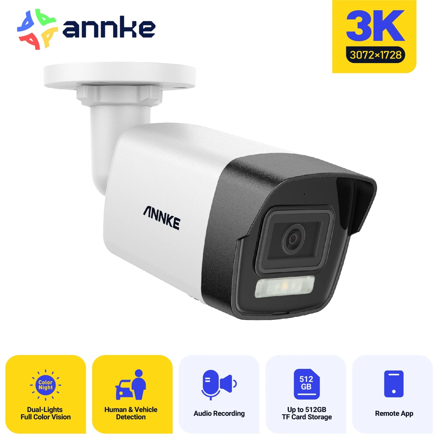 ANNKE 12MP Outdoor PoE Security Camera With Night Vision
