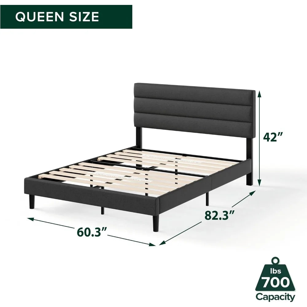 Piper Upholstered Platform Bed With Horizontal Headboard