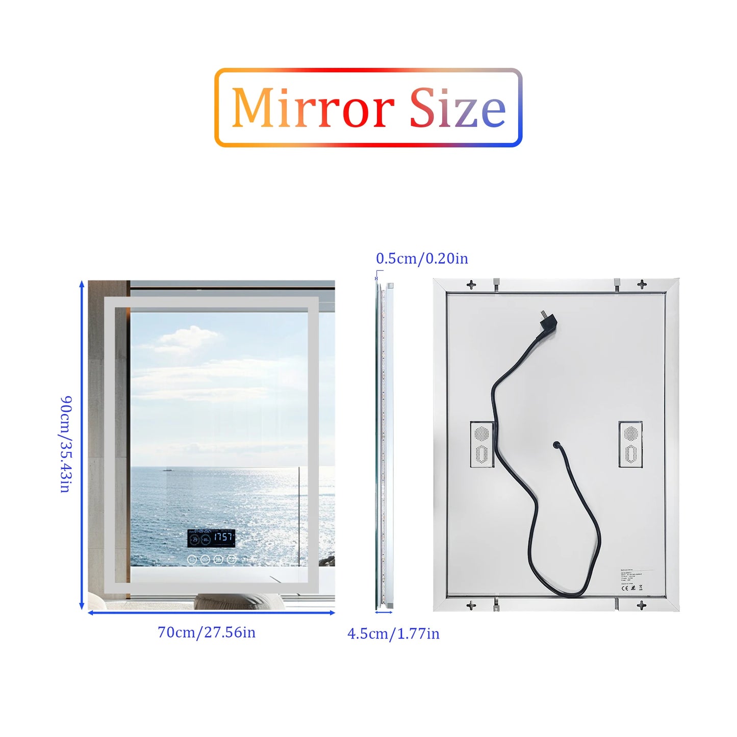 Wisfor LED Bath Mirror With Bluetooth Speaker Anti Fog