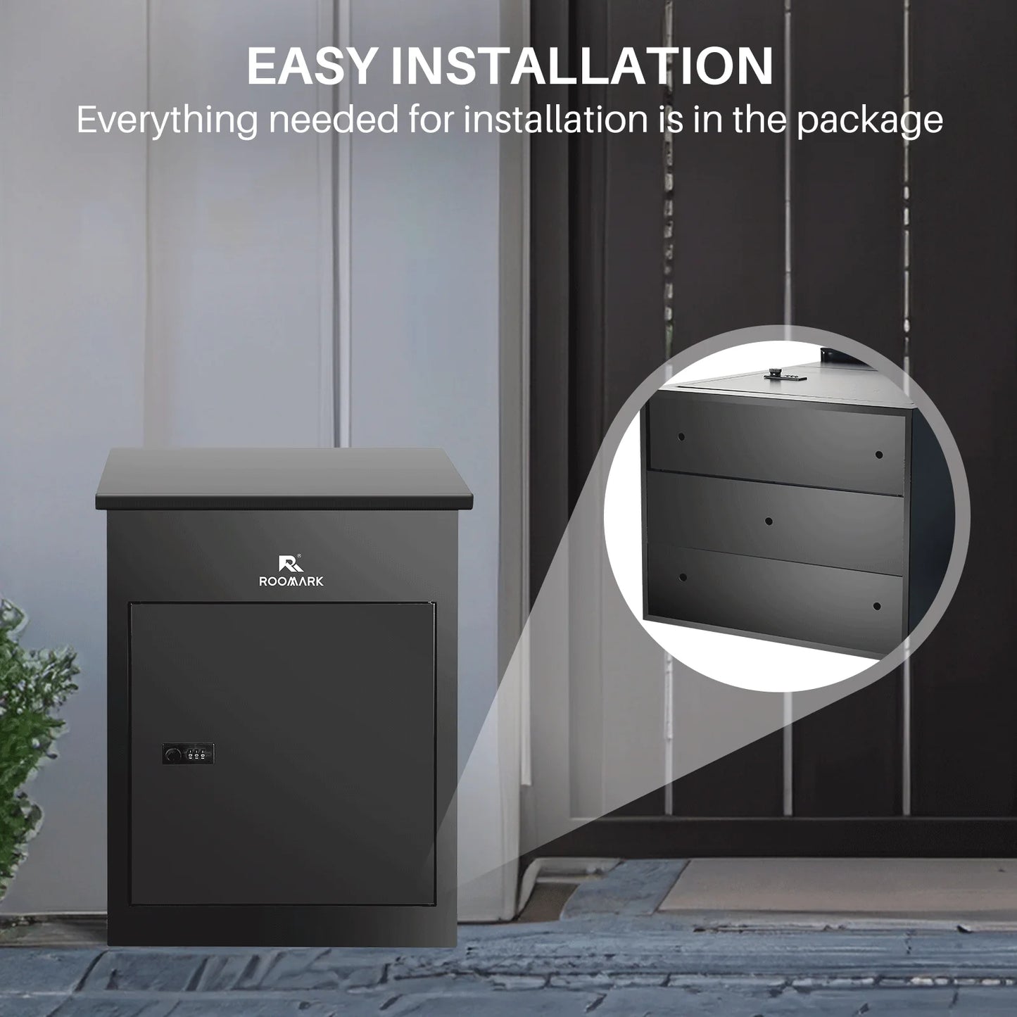 Roomark Package Delivery Box for Outside 15.75×16.15× 43.5inch Waterproof Anti-Theft Lockable Parcel Drop Box for Porch Curbside