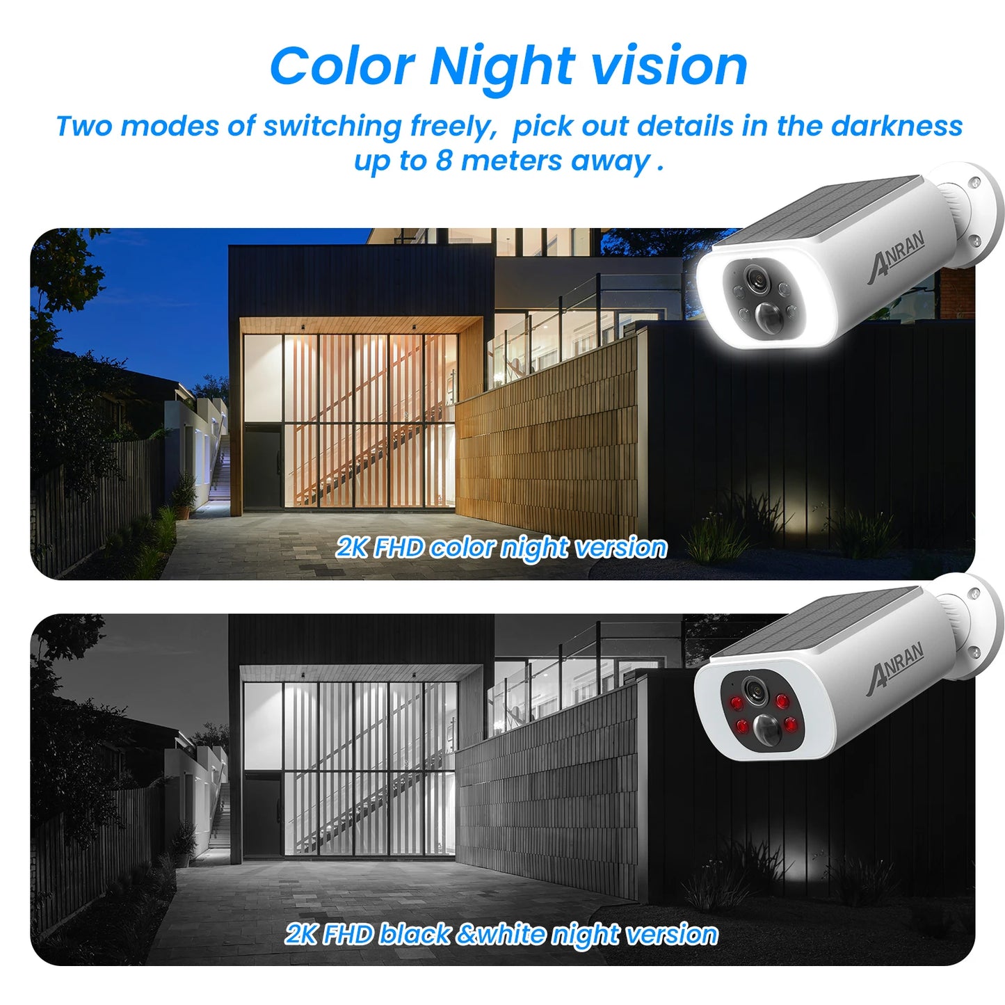ANRAN Outdoor Wireless Security Camera 3MP Solar Floodlight