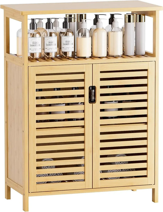 XMSJH Bamboo Bathroom Cabinet Freestanding 4 Tier Storage