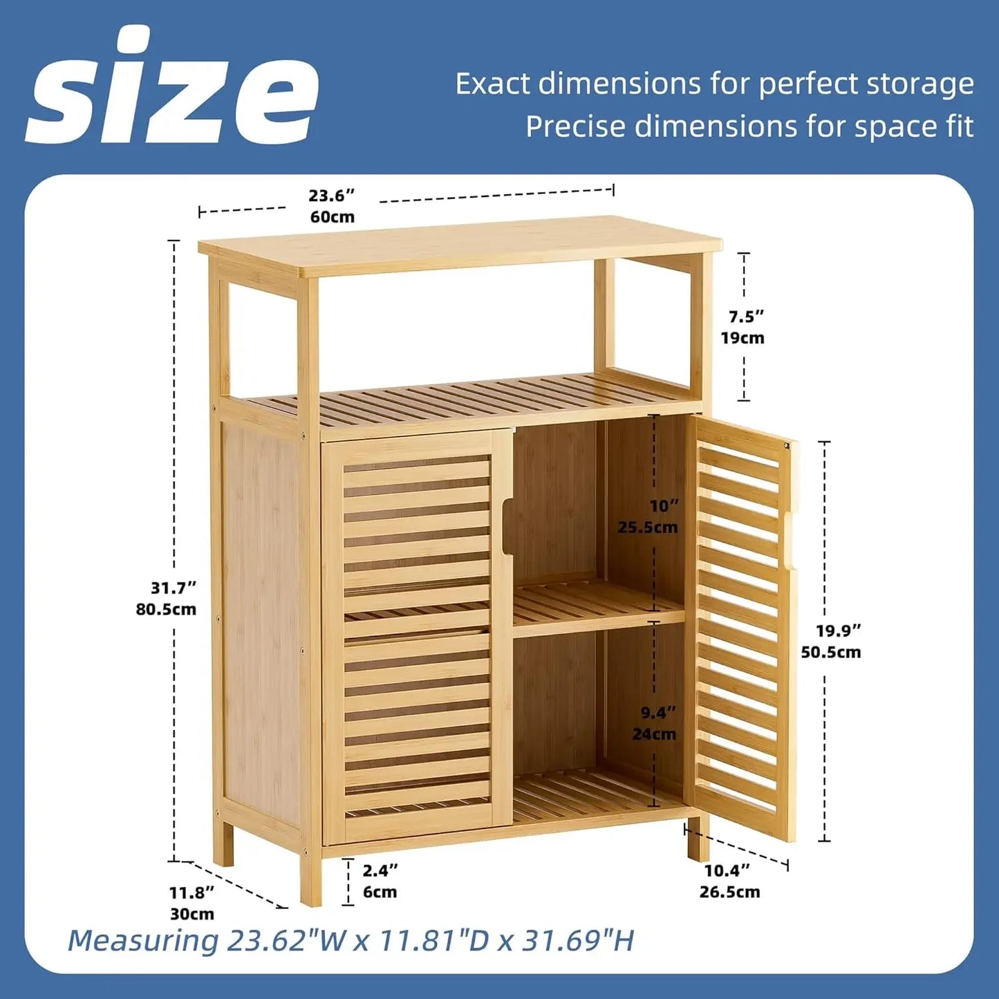 XMSJH Bamboo Bathroom Cabinet Freestanding 4 Tier Storage