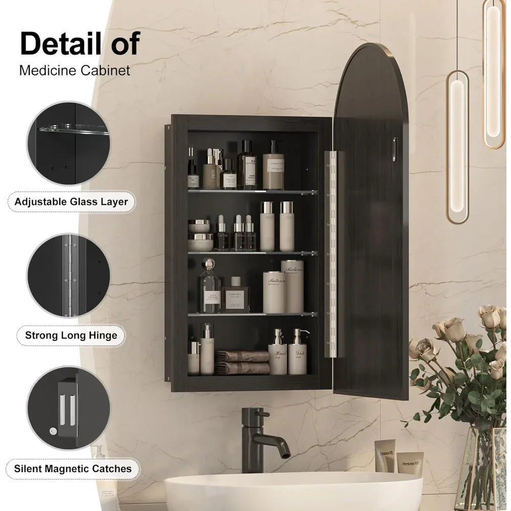 Angduo Arched Medicine Cabinet With Mirror For Bathroom