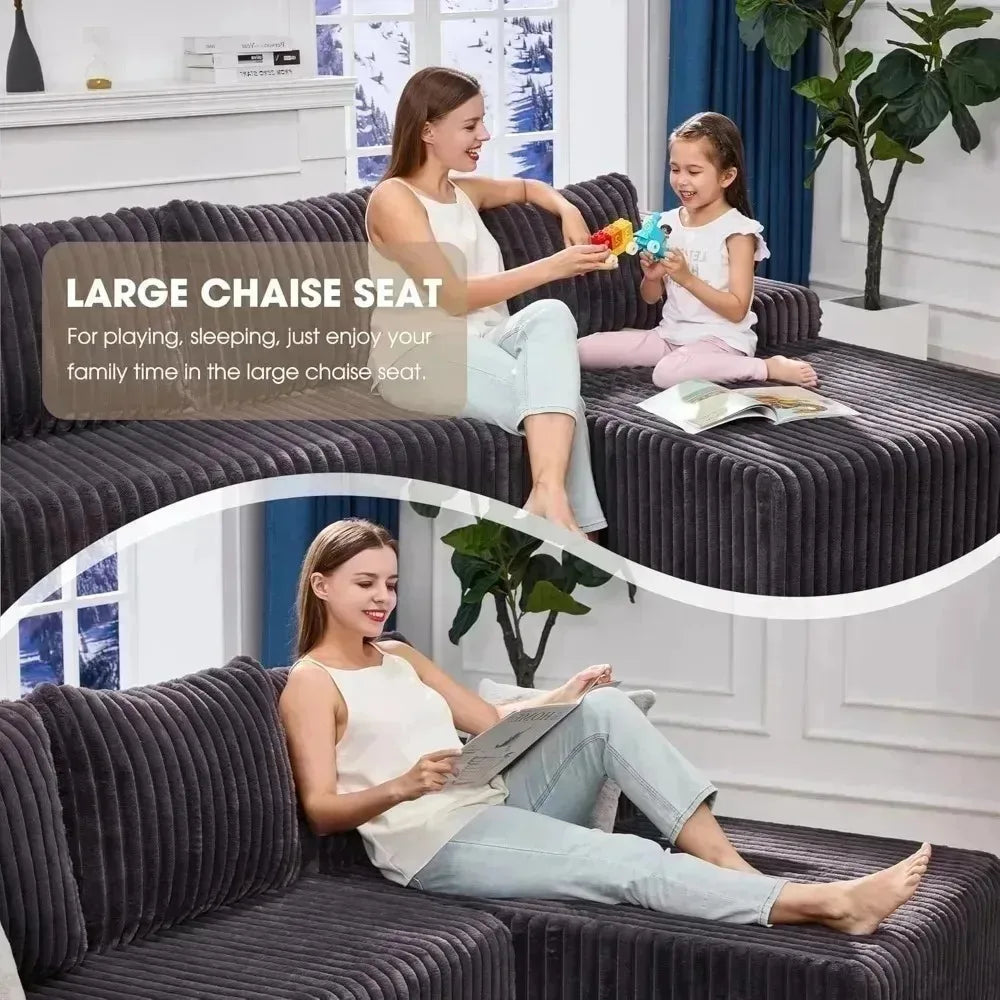 Modular L-Shaped 3-Seat Sectional | Memory Foam with Deep Seating & Storage Modules | Living Room Sofa