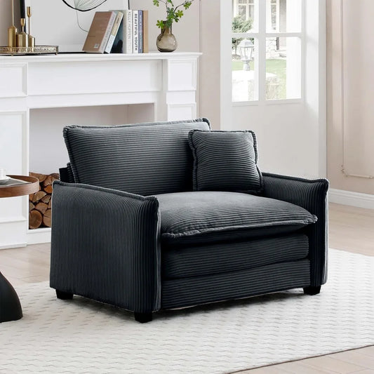 Modular Sectional Sofa Chair with Pillow,Single Corduroy Deep Seat Chair Modern Comfy Cloud Sofa Couches for Living Room Apartm