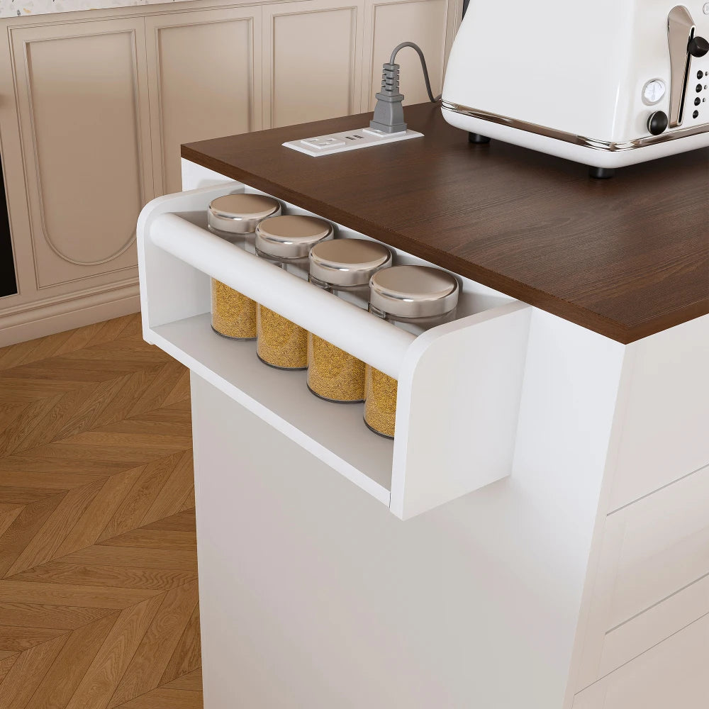 Kitchen Island With Extendable Dining Table And Power Outlet