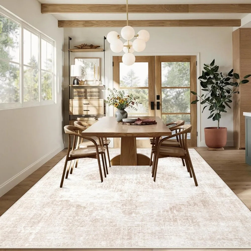 Area Rug Vintage Rug: Large Washable Living Room Rug Retro Medallion Distressed Rug Soft Low Pile Non-Slip Rugs Indoor Floo