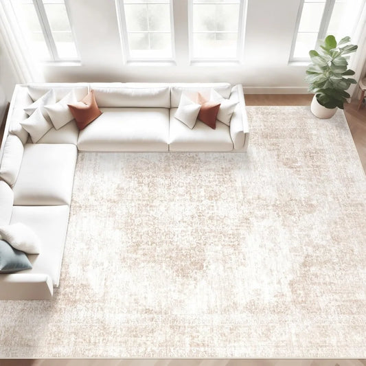 Area Rug Vintage Rug: Large Washable Living Room Rug Retro Medallion Distressed Rug Soft Low Pile Non-Slip Rugs Indoor Floo