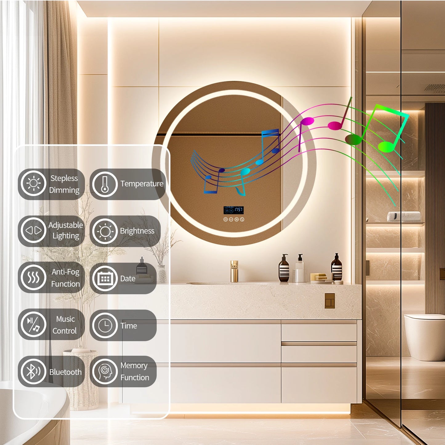Wisfor Led Bathroom Mirror With Lights 3 Lighting Modes
