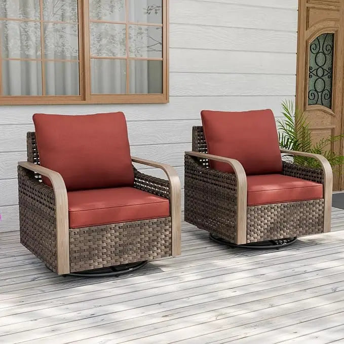 HUANZHUANG Modern Wicker Outdoor Glider Rocker Set for Patio