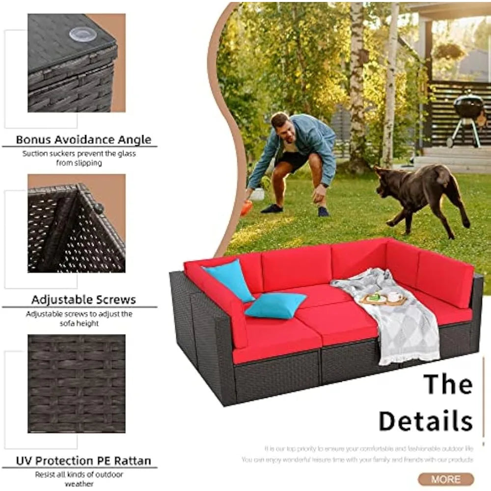 Hign-concerned 6 Piece All Weather Rattan Patio Set