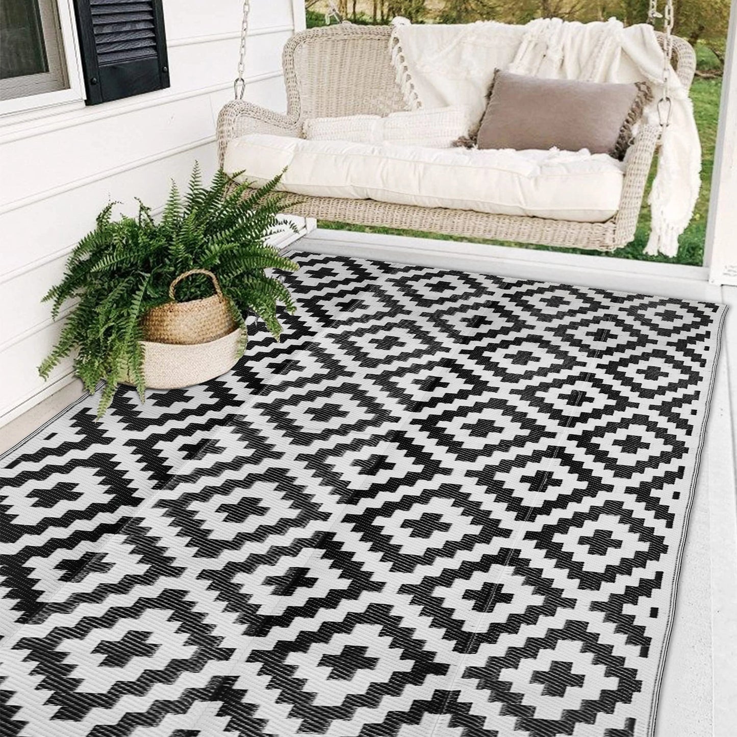 WESTTUNE Outdoor Rug Foldable Reversible Plastic Straw Area Rugs Large Floor Mat for RV Patio Backyard Deck Picnic Beach Camping