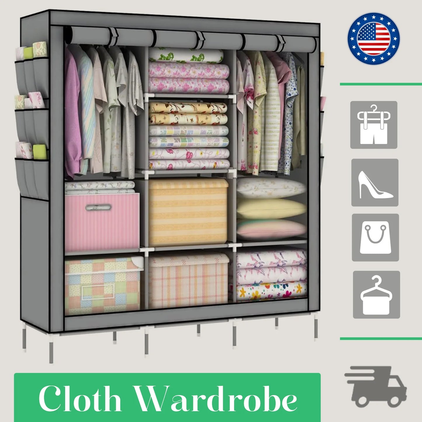 Folded Closet Wardrobe Organizer Nonwoven Fabric Storage