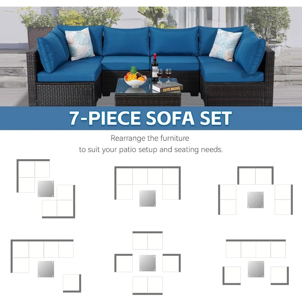 ANGDUO Outdoor Sectional Sofa Set Rattan Patio Furniture