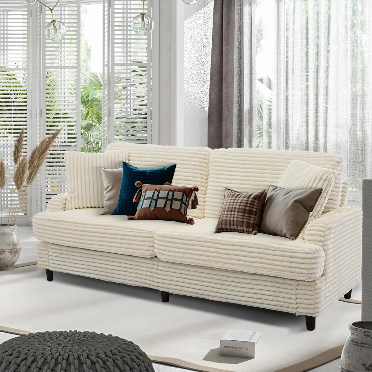 80" Comfy Mid-Century Corduroy Loveseat: Oversized Deep Seat for Living Room, Bedroom & Small Spaces
