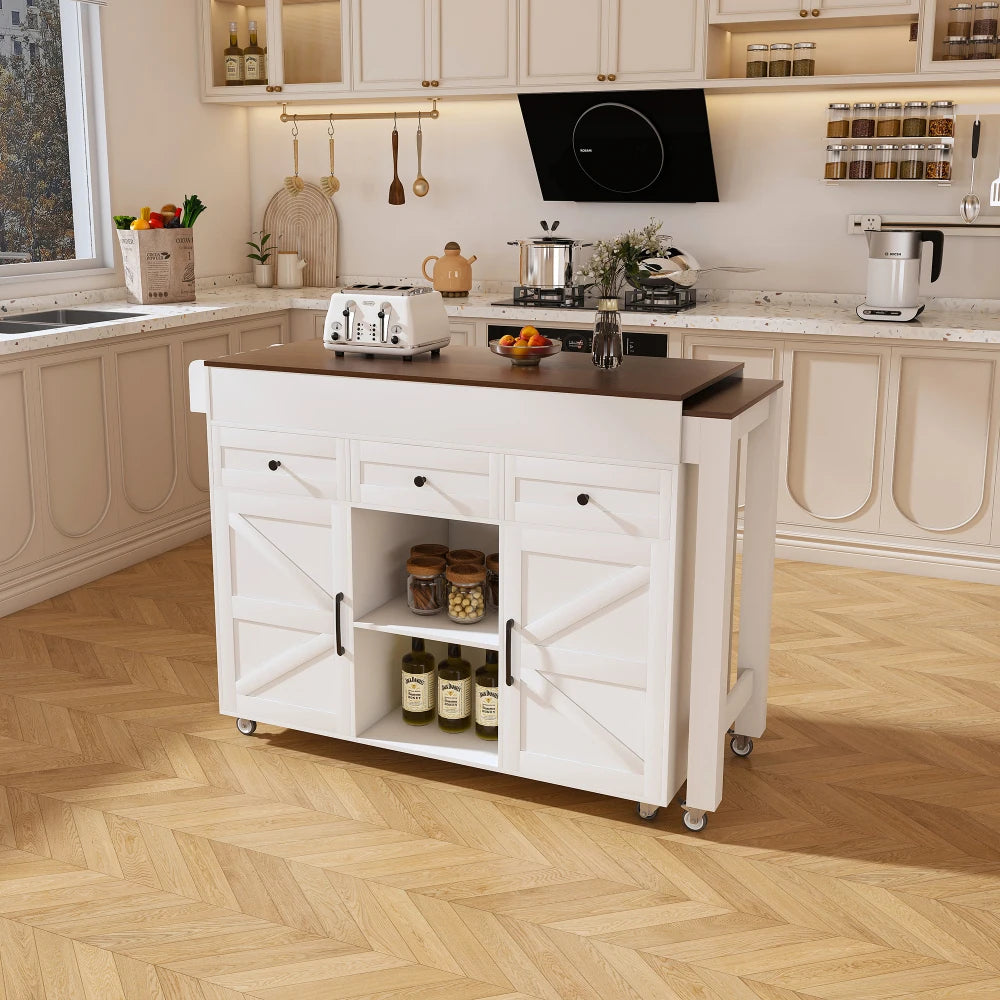 Kitchen Island With Extendable Dining Table And Power Outlet
