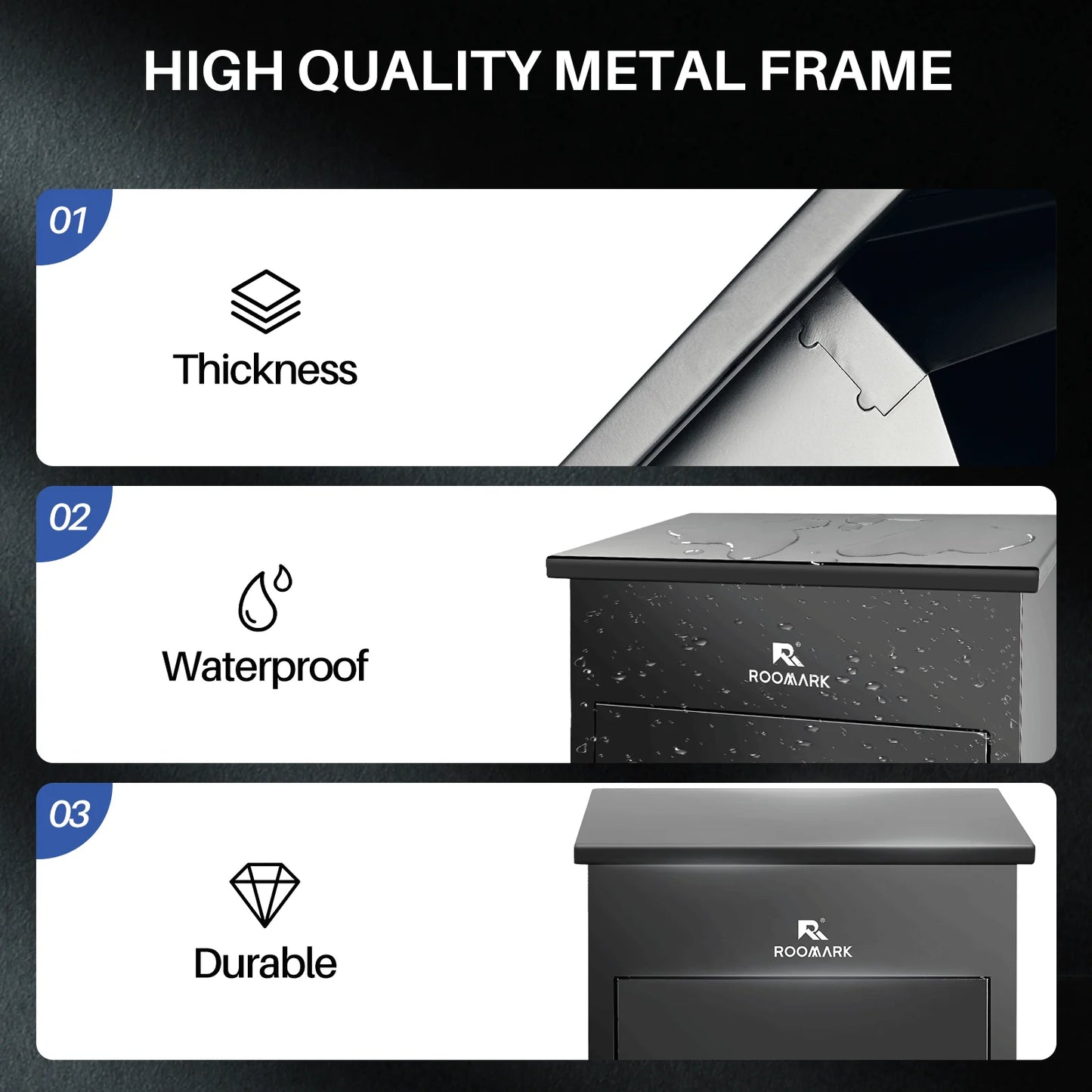 Roomark Package Delivery Box for Outside 15.75×16.15× 43.5inch Waterproof Anti-Theft Lockable Parcel Drop Box for Porch Curbside